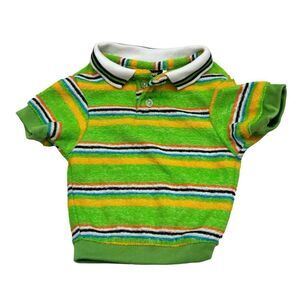 Dickens Closet Brand Doggie Green‎ Stripes Terry Polo Top Size Small/Medium